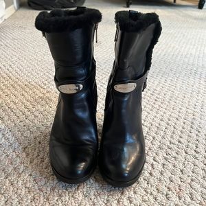 Black fur ankle Michael Kors booties